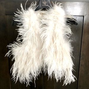 White Feather Cropped Vest